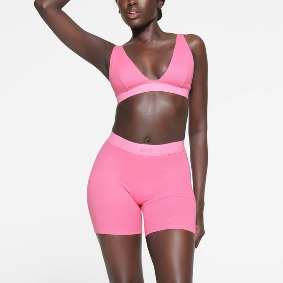 SKIMS COTTON RIB BOXER NWT sugar pink - Picture 1 of 3